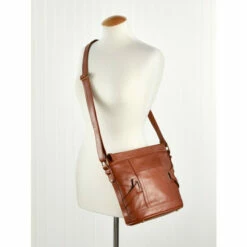 New 🔥 Ella Simone Woodstock Leather Bucket Bag Saddle 🛒