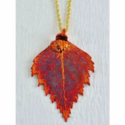 Deals 🎉 Vermont Country Store Birch Leaf Necklace Red 🧨