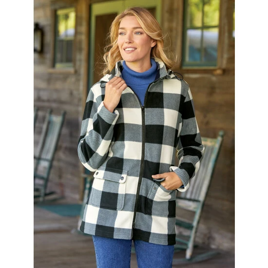Budget โค๏ธ Vermont Country Store ๐ฉ Women's Full-Zip Double-Fleece Jacket With Hood Ivory/black ๐ 4 Budget โค๏ธ Vermont Country Store ๐ฉ Women's Full-Zip Double-Fleece Jacket With Hood Ivory/black ๐ - Image 4
