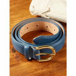 Flash Sale 🔥 Vermont Country Store 👩 Women's Pebble-Grain Leather 👗 Dress Belt Blue 🛒