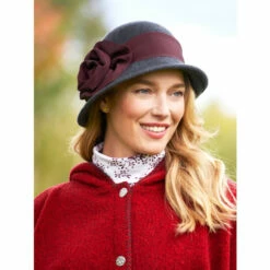 Deals ✨ Vermont Country Store Wool-Felt Floral Cloche Charcoal 💯 -Outlet womens clothing Store unnamed file 751