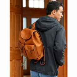 Cheapest 🎁 Vermont Country Store Classic Leather Drawstring 🎒 Backpack Tan 🔥 -Outlet womens clothing Store unnamed file 759