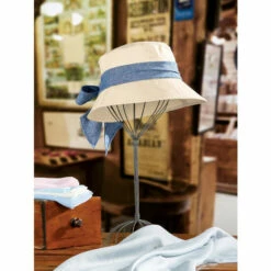 Best Sale 🤩 Vermont Country Store 👩 Women's Bucket Hat With Denim Bow Natural 😍 -Outlet womens clothing Store unnamed file 790