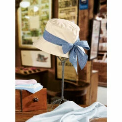 Best Sale 🤩 Vermont Country Store 👩 Women's Bucket Hat With Denim Bow Natural 😍 -Outlet womens clothing Store unnamed file 791