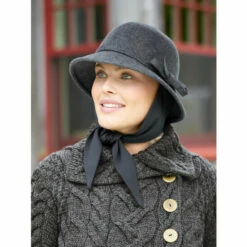 Discount 🌟 Vermont Country Store 👩 Women's Wool Felt Cloche With Scarf Gray 🧨 -Outlet womens clothing Store unnamed file 802