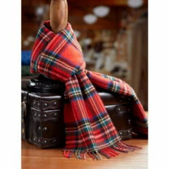 Cheap 🌟 Vermont Country Store Irish Plaid Lambswool Scarf For Men And 👩 Women 💯