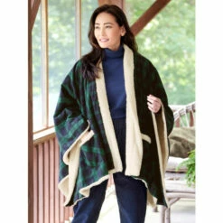 Promo 🔥 Vermont Country Store Portuguese Flannel And Sherpa Fleece Cape Blackwatch ✨ -Outlet womens clothing Store unnamed file 855