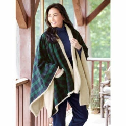 Promo 🔥 Vermont Country Store Portuguese Flannel And Sherpa Fleece Cape Blackwatch ✨ -Outlet womens clothing Store unnamed file 856