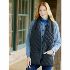 Best Sale 🔥 Vermont Country Store Inside/Outside Quilted Scarf With Pockets Black 🎉