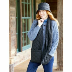 Best Sale 🔥 Vermont Country Store Inside/Outside Quilted Scarf With Pockets Black 🎉 -Outlet womens clothing Store unnamed file 894