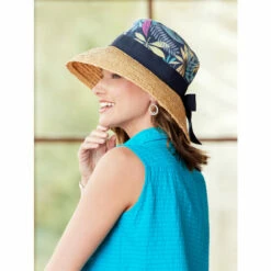 Outlet 👏 Vermont Country Store 👩 Women's Floral Denim And Raffia Cloche With Bow 💯 -Outlet womens clothing Store unnamed file 898