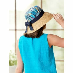 Outlet 👏 Vermont Country Store 👩 Women's Floral Denim And Raffia Cloche With Bow 💯 -Outlet womens clothing Store unnamed file 899