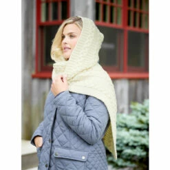 Flash Sale 😀 Vermont Country Store 👩 Women's Irish Supersoft Wool Hooded Scarf Ivory ✔️