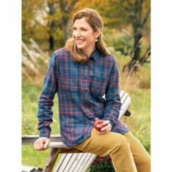 New 🎁 Vermont Country Store 👩 Women's Lightweight Flannel 👕 Shirt Blue Plaid 😀 -Outlet womens clothing Store unnamed file 93